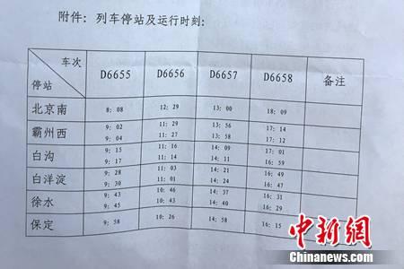 列车停站及运行时刻表。 潘心怡 摄